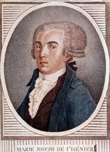 Francouzská revoluce: portrét diplomata, básníka a historika Marie Josepha Cheniera (1764-1811), autora rytiny "Chant du depart" z 19. století. od French School