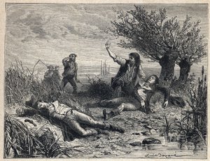 Francouzská revoluce: sebevražda otrávením politiků Francoise Buzota (1760-1794) a Jeroma Petiona de Villeneuve (1759-1794) od French School