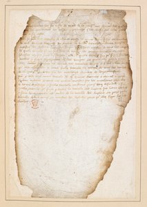 Francouzský bitevní plán předcházející bitvě u Agincourtu, vypracovaný maršálem Boucicaultem, kapitánem Normandie a dalšími. Mezi 13. a 21. říjnem 1415 (inkoust na papíře) od French School