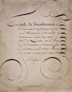 Francouzská kaligrafie: Dopis z účetní komory od Louise Barbedora kolem roku 1640. od French School