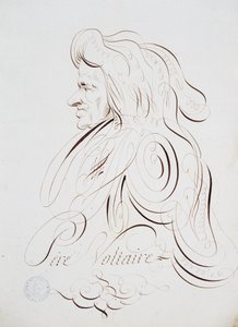 Francouzská kaligrafie: Portrét otce Voltaira od Bernarda de Paris kolem roku 1780. Historická knihovna města Paříže. od French School