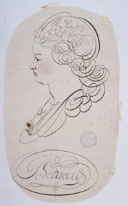 Francouzská kaligrafie: Portrét mladého člověka popraveného Bernardem de Paris kolem roku 1780. od French School