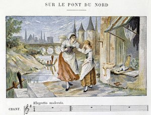 Francouzská lidová a tradiční píseň: “” Sur le pont du Nord””, n.d. od French School
