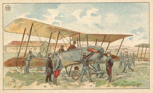 Francouzský vojenský dvouplošník (chromolitho) od French School