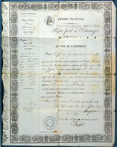 Francouzský pas z Besanconu, 20. září 1854. od French School