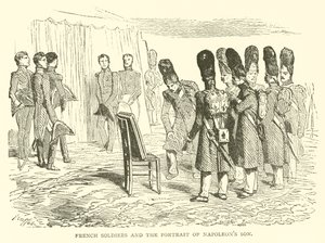 Francouzští vojáci a portrét Napoleonova syna (rytina) od French School
