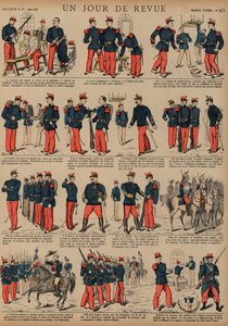 Francouzští vojáci v den revize (barevná rytina) od French School