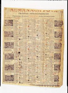 Přední strana almanachu za 1653 (inkoust na papíře) od French School