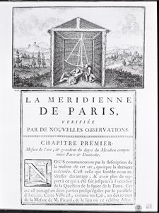 Přední strana první kapitoly La Meridienne de Paris od Cesara-Francoise Cassiniho de Thury, 1744 od French School