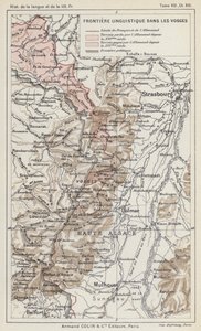 Jazyková hranice ve Vogézách (barevná litografie) od French School