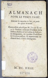 Frontispis knihy „Almanach pour le temps passé“ od Jeana Guerina od French School
