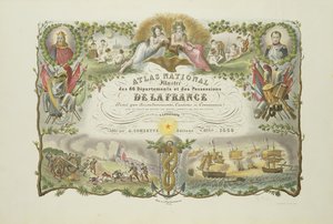 Frontispis Atlas Nacional Illustre des 86 Departments et des Possessions de la France, od Victora Levasseura 1856 (ručně kolorovaná rytina) od French School