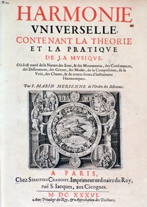 Frontispiece of Harmonie universelle contenant la theorie et la pratique de la musique od Marina Mersenna (Marin Mersennus nebo le Pere Mersenne) (1588-1648), 1637. od French School