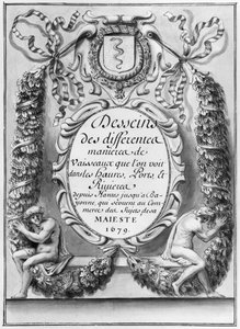Frontispis k Desseins des different manieres de plavidla ... od Nantes po Bayonne ..., 1679 od French School