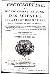 Frontispis k The Encyclopedia of Science, Art and Engineering od Denise Diderota (1713-84) vydaný v Paříži, 1751 od French School