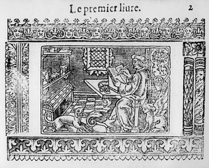 Frontispis k první knize Utopie od Thomase More (1478-1535) od French School