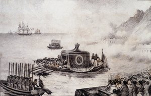 Pohřeb Napoleona I.: odchod sv. Heleny - kresba Levilly, v „Historickém obrazu Napoleonova pohřbu““ od M. St. 1851. od French School
