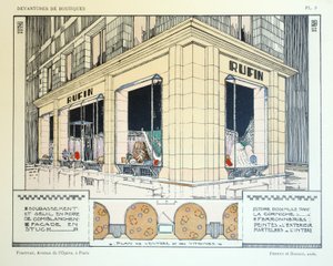 Furrier, deska 9, ilustrace z Devantures de Boutiques od Louis-Pierre Sezille, Paříž, 1927 od French School