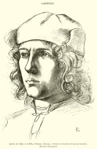 Galerie Uffizi a Pitti, ve Florencii (rytina) od French School