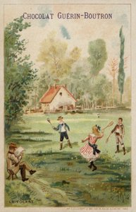 Hra badminton (chromolitho) od French School