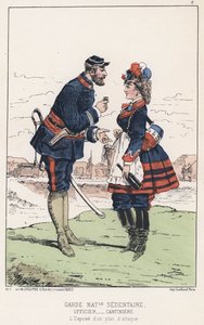 Guard National Sedentary (barevná rytina) od French School