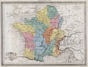 Galie rozdělená na římské provincie - Deska extrahovaná z „“Univerzálního atlasu starověké a moderní geografie pro obytné školy““ od Vuillemina – ca. 1845 od French School