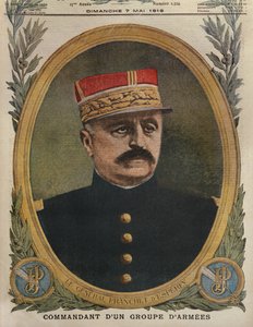 Generál Franchet dEsperey velitel skupiny armád, ilustrace přední obálky z Le Petit Journal, příloha ilustrovaná, 7. května 1916 od French School