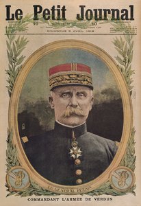 Generál Petain velící armádě Verdun, ilustrace přední obálky z Le Petit Journal, příloha ilustrovaná, 9. dubna 1916
