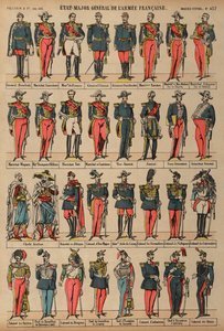 Generální štáb francouzské armády (barevná rytina) od French School