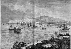 Celkový pohled na Gaete (Gaeta), Itálie od French School