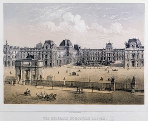 Celkový pohled na nový Louvre: Arc du Carrousel - Rytina 19. století. od French School