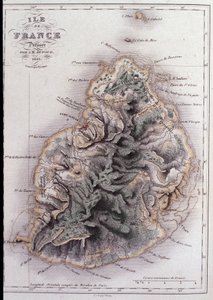 Zeměpisná mapa Mauricia (Anc. Ile de France) - rytina od French School