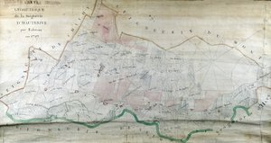 Geometrická mapa seigneury Hauterive od Labrune v roce 1787. od French School