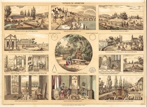 Geometrie (barevná litho) od French School