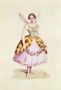 Dívka v kostýmu včely, emblém Bonaparte, jak se nosí na maškarním večírku pořádaném Napoleonem III. a císařovnou Eugenií, 9. února 1863 (wc na papíře) od French School
