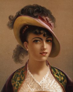 Dívka v růžovém klobouku (chromolit) od French School