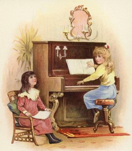 Dívky u klavíru a u klavíru od French School
