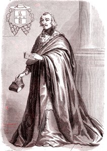 Giulio Raimondo Mazzarino, francouzský kardinál a diplomat italského původu. 1865 (rytina) od French School