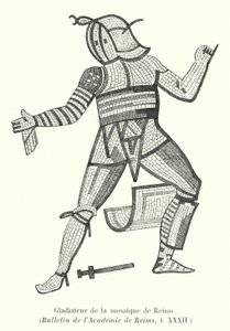 Gladiátor z Remešské mozaiky (rytina) od French School