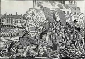 Slavné a nezapomenutelné boje z července 1830 v pařížské radniční čtvrti - Revolution de 1830 - Bitvy v červencových dnech 1830 v Paříži. od French School