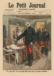 Jdi, synu, máš tu nejkrásnější smrt, než si člověk může přát, ilustrace přední obálky z Le Petit Journal, příloha ilustrovaná, 18. října 1914
