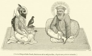 Govind Sing et Baba-Nanek, zakladatelé náboženství Sike (rytina) od French School