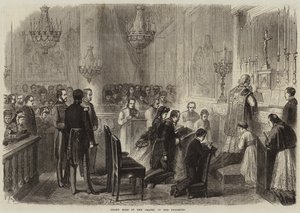 Velká mše v kapli Tuileries (rytina) od French School