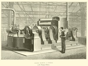 Grande Machine a Lumiere de M Thomas Edison (rytina) od French School