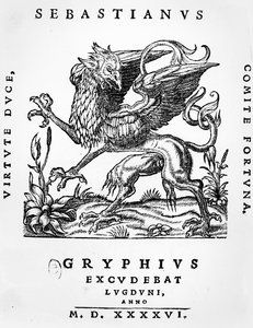 Znak tiskařů gryfů Sebastianus Gryphius, Lyon, 1546 od French School