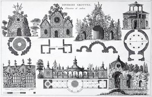 Návrhy jeskyně z Jardins Anglo-Chinois od George Louis Le Rouge, publikované 1775-78 od French School