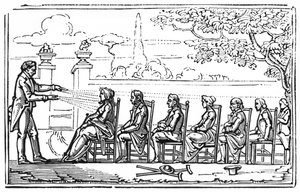 Skupinová magnetoterapie, ilustrace z Therapeutique Magnetique od barona du Poteta, 1863 od French School