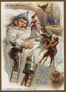 Gulliver je velmi nemocný. Trpí steskem po domově (chromolitho) od French School