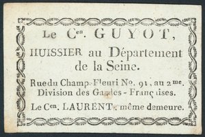 Guyot, soudní vykonavatel, vizitka od French School