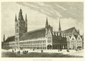 Halls and Belfry of Ypres (rytina) od French School